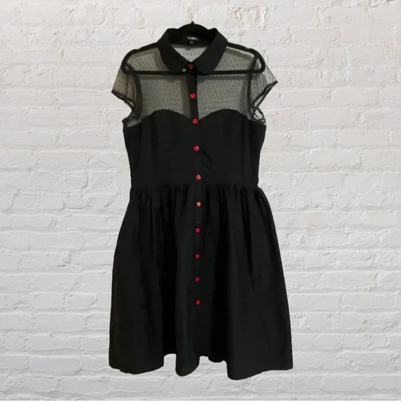 133. SHEEN Pin-Up Style Black Swing Dress - Womens Size 12 - Picture 2 of 8